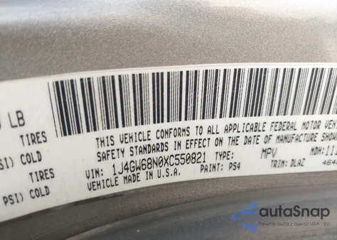 1999 Jeep Grand Cherokee Limited z USA, uszkodzony, nr VIN 1J4GW68N0XC550821
